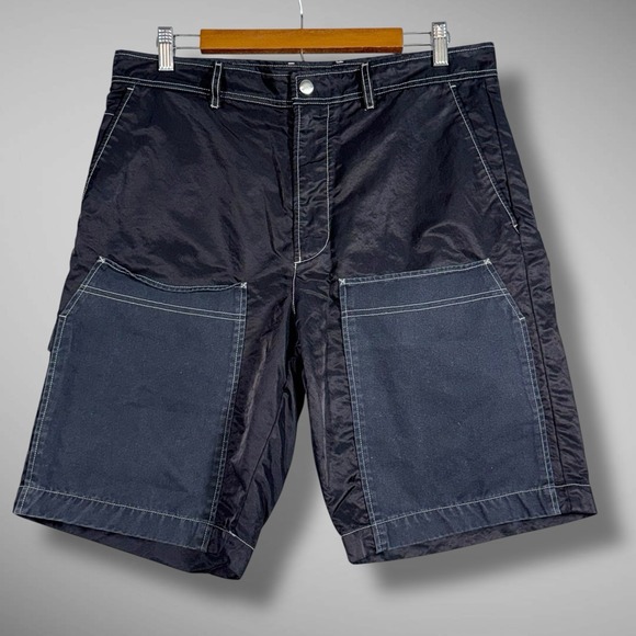 DIESEL Shorts Mens‎ 30x10 Black P-Trent Y2K Nylon Half Double Knee Carpenter - Picture 1 of 8